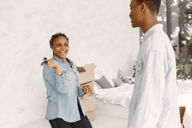 two people smiling